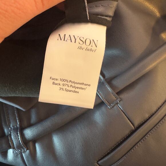 NWT Mayson The Label Vegan Leather Pleat Front Taper Pants Size 0 Periscope - Picture 7 of 13